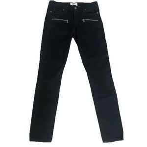 PAIGE Denim Indio Zip Front Black Overdye Women's Jeans Sz 27 Stretch Soft‎ EUC